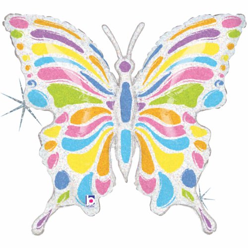 Grabo pastel holographic butterfly shape foil balloon 83cm