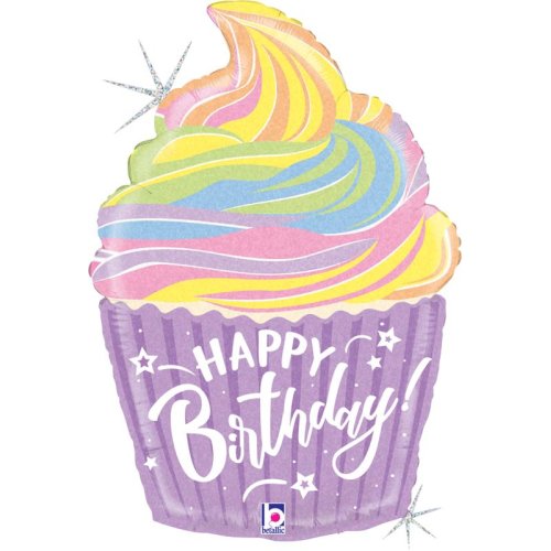 Grabo pastel birthday cupcake shape foil balloon 68cm