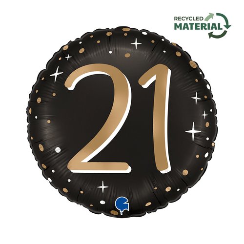 Sparkling 21 round foil balloon 18 inch