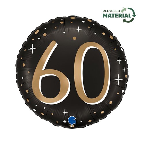 Round 60th birthday inflatable with sparkling design