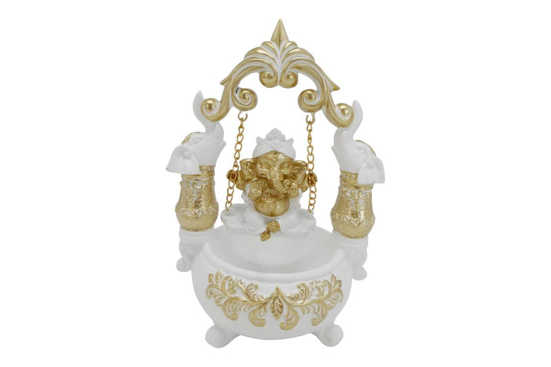 Ganesh on swing under elephant arch 22x15cm