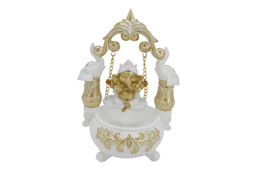 Ganesh on swing under elephant arch 22x15cm