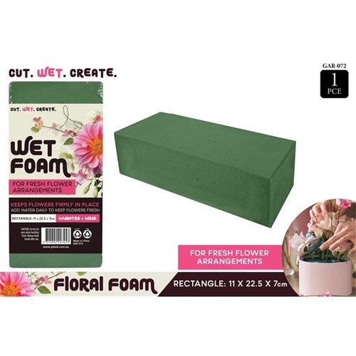 Wet floral foam brick 11x22.5x7cm for fresh flower arrangements