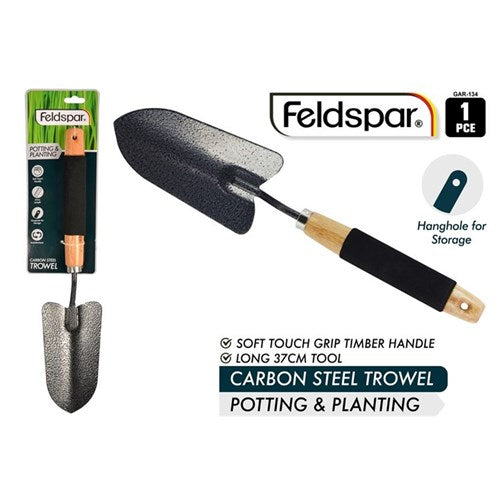 Carbon steel wide garden trowel