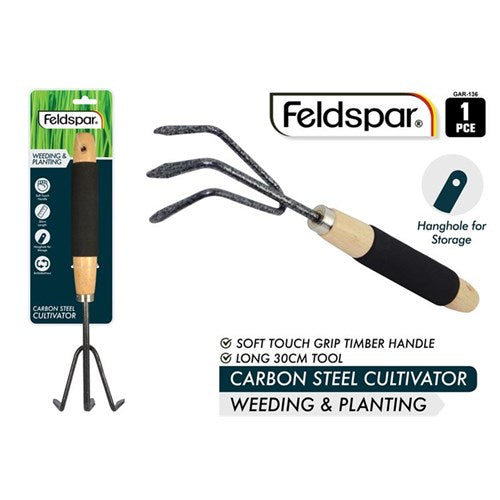 Carbon steel 3 prong hand rake