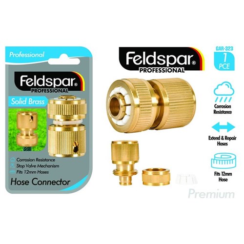 Solid brass hose end connector fitting