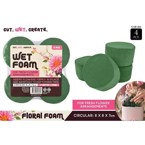 Wet floral foam cylinders 8x5cm four pack for fresh flowers