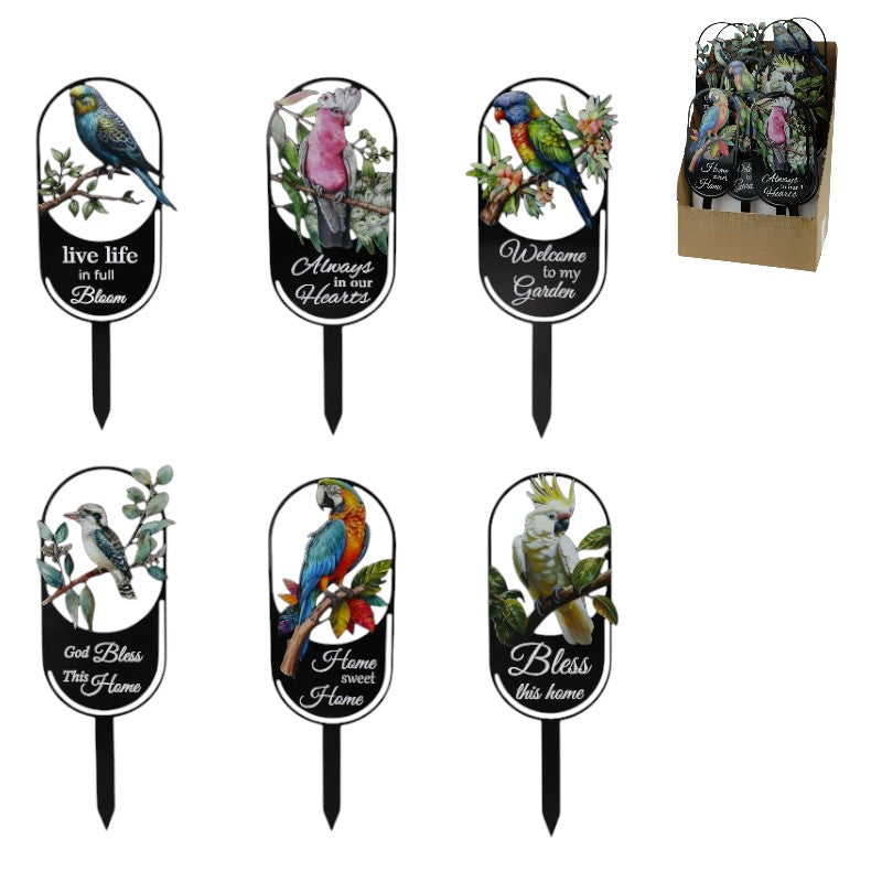 Metal garden stake with native bird 31cm