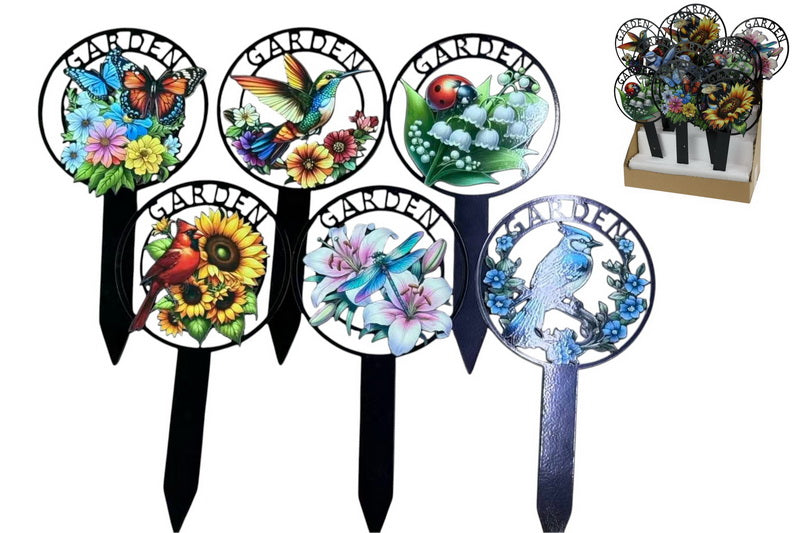Assorted decorative metal garden stake 31cm