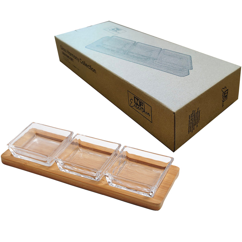 Kitchen Tableware 3 Square Glass Serving Set30Cm