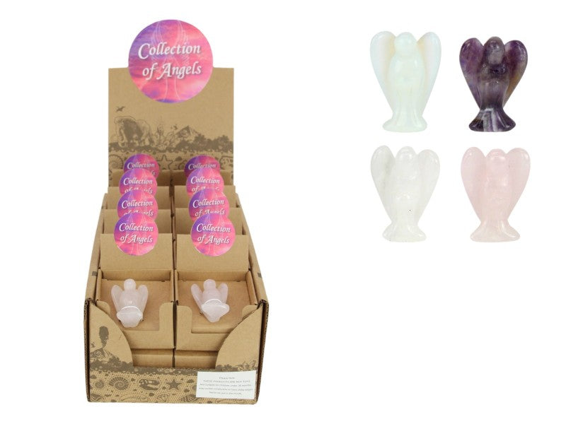4CM GEMSTONE ANGEL IN DISPLAY BOX 4 ASS