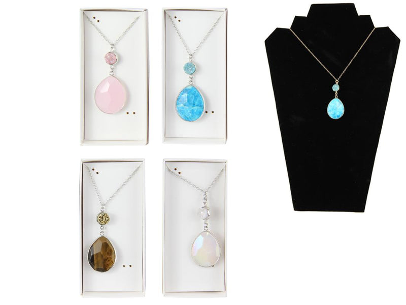 Gemstone pendant necklace assorted