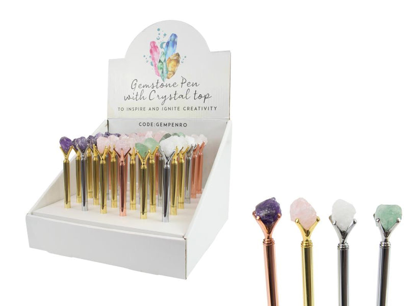Pen with rough crystal topper