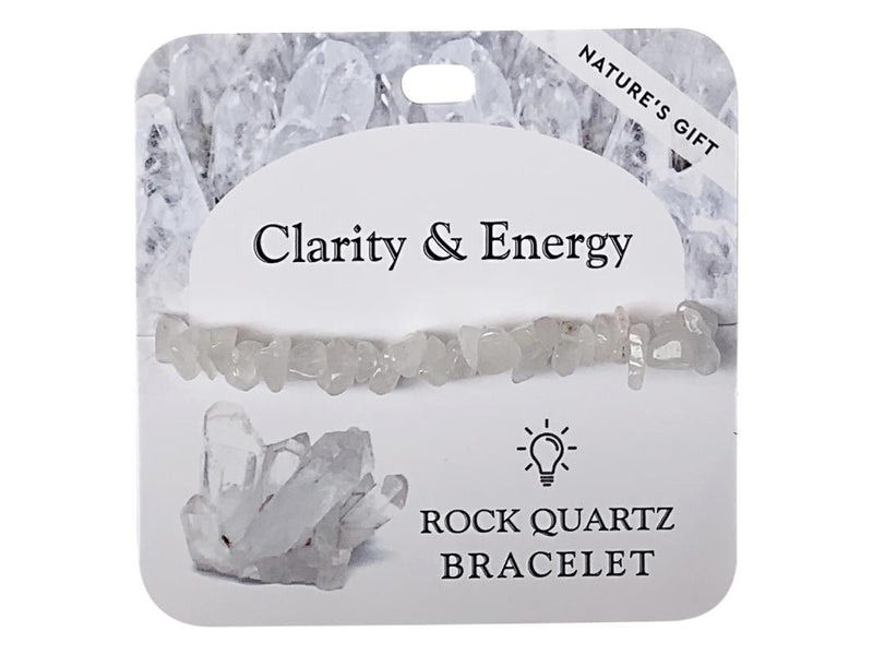 Clear rock quartz gemstone bead bracelet