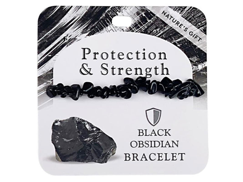 Black obsidian gemstone bead bracelet
