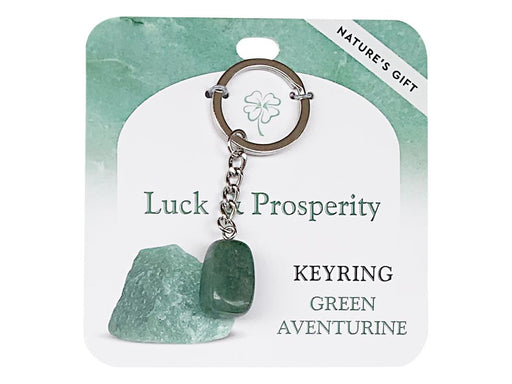 Green aventurine gemstone key ring