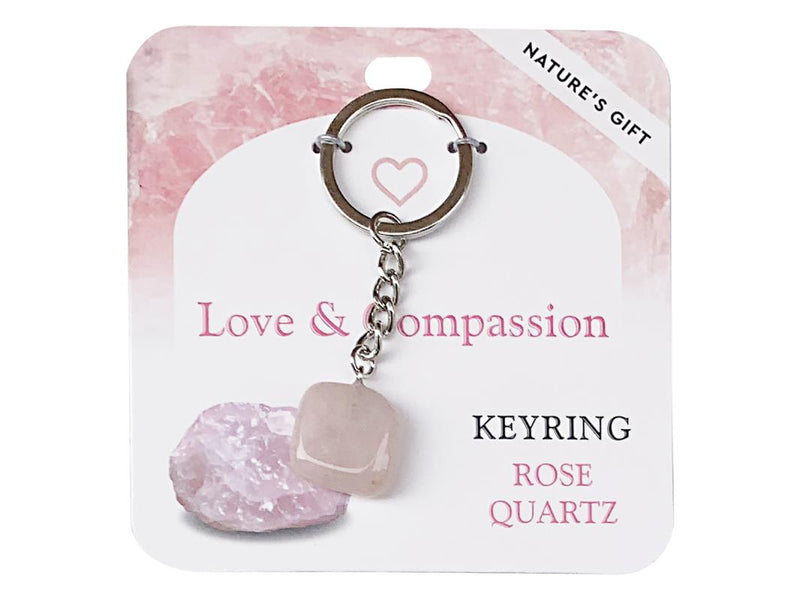Rose quartz gemstone key ring