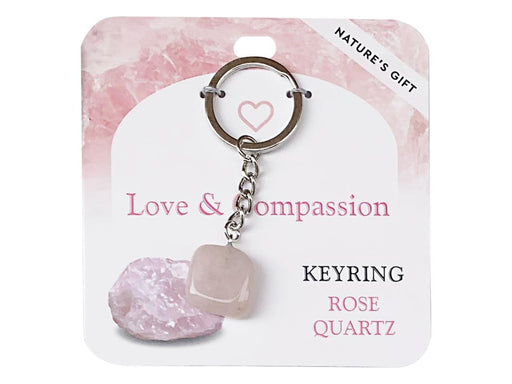Rose quartz gemstone key ring