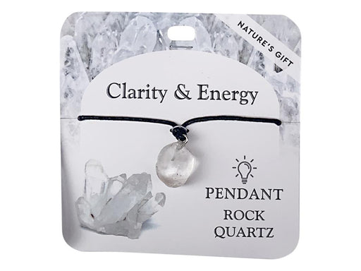 Clear rock quartz gemstone pendant necklace