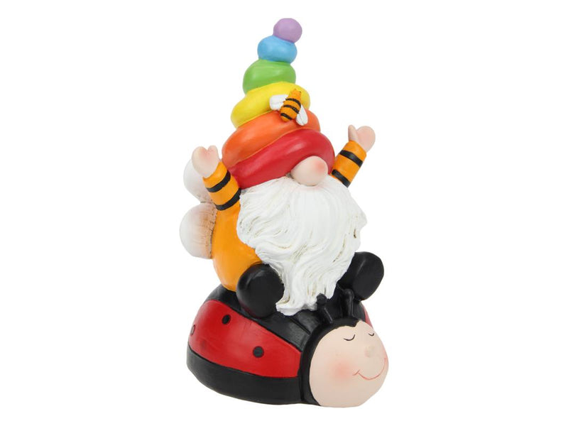 23CM RAINBOW GNOME ON LADYBUG