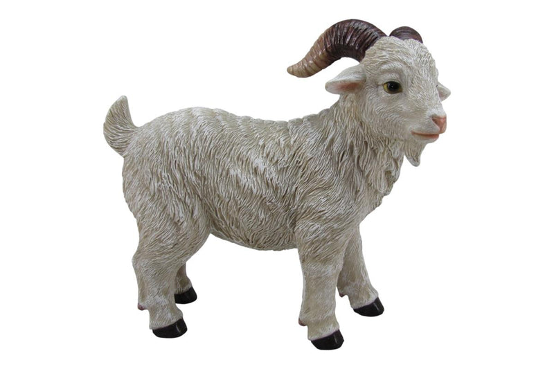 Standing white billy goat ornament 22x21cm