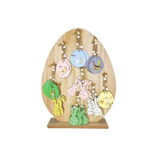 Assorted wooden hanging Easter decorations