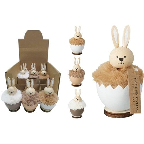 Rabbit inside egg decoration natural finish