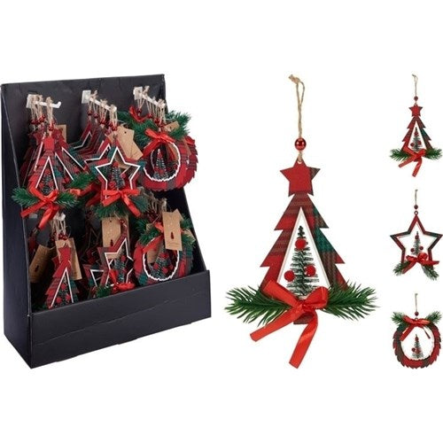 11cm hanging Christmas decoration three assorted designs