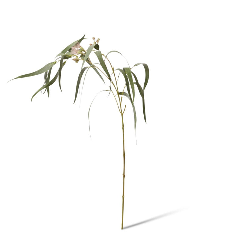 Artificial pink and grey green eucalyptus flowering spray 112cm