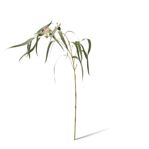 Artificial pink and grey green eucalyptus flowering spray 112cm