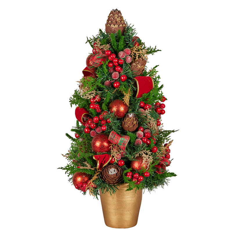 Ronis Christmas Tree Potted Berries & Baubles 66cm