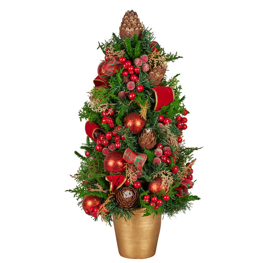 Ronis Christmas Tree Potted Berries & Baubles 66cm