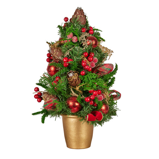Ronis Christmas Tree Potted Berries & Baubles 51cm