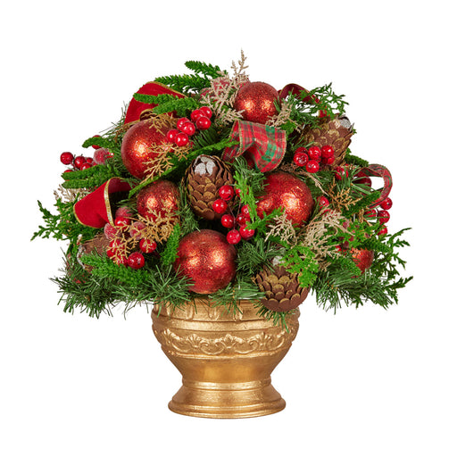 Ronis Centrepiece Potted Berries & Baubles 43cm