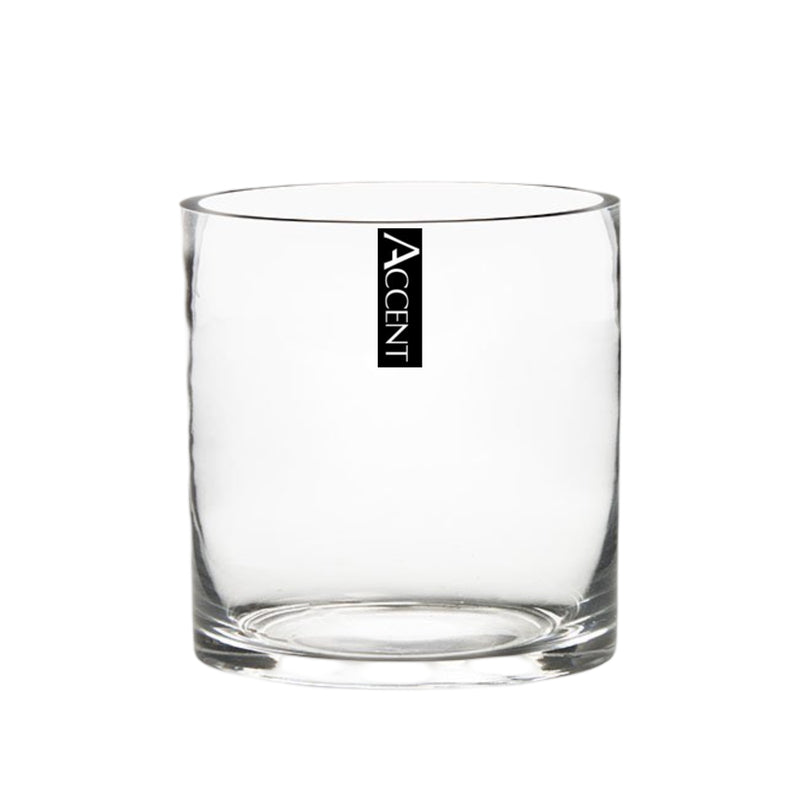 Small clear glass cylinder vessel, 10 x 10 cm, round