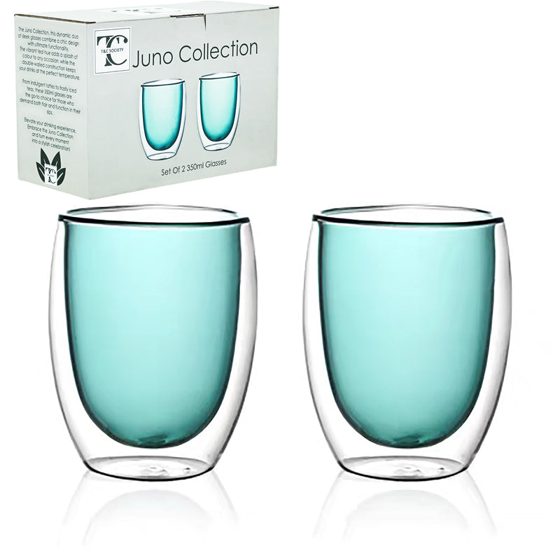 Kitchen Tableware Hued Glass 350Ml Teal Set Of 2