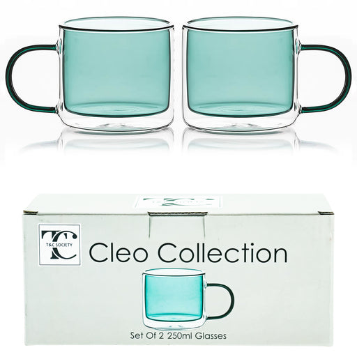 Kitchen Tableware Hued Cups 250Ml Teal Set Of 2