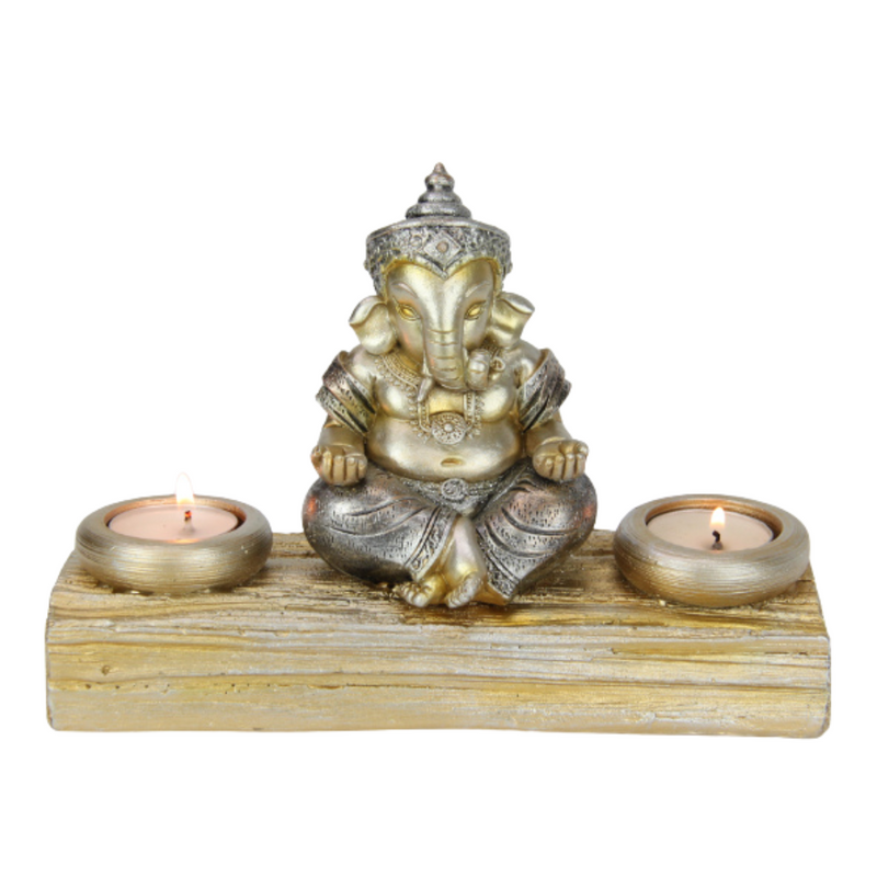 Ronis Ganesh On Double Tealight Holder 14cm
