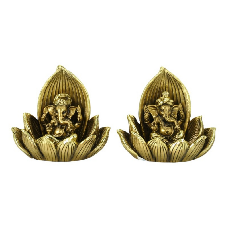 Ronis Ganesh With Lotus Flower 10cm Gold Assorted