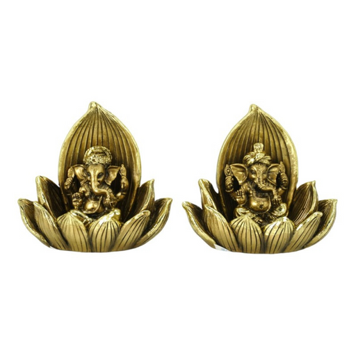 Ronis Ganesh With Lotus Flower 10cm Gold Assorted