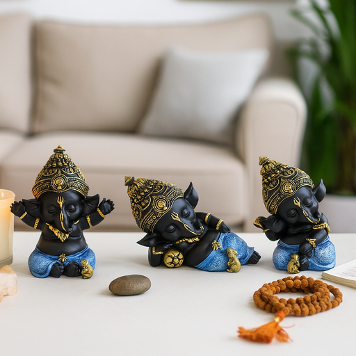 Ganesh in Shiny Blue Finish 10cm assorted decorative figurines