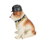 Ronis Gangster Sitting Bull Dog with Gold Chains 35cm – thumbnail