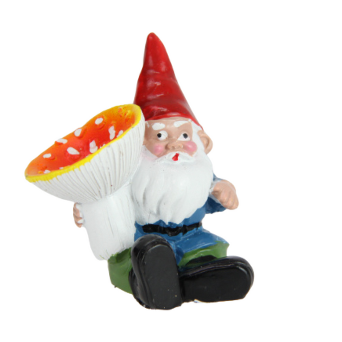 Ronis Garden Gnome With Mushroom 6.5cm 3 Asstd