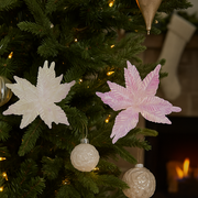 Giant iridescent poinsettia Christmas flower decoration assorted