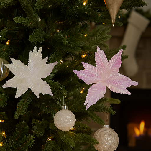 Giant iridescent poinsettia Christmas flower decoration assorted