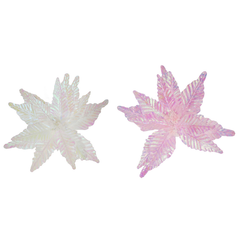 Giant iridescent poinsettia Christmas flower decoration assorted