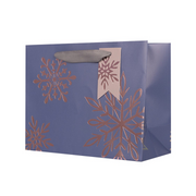 Large landscape gift bag with sparkling snowflake design and ribbon handles – 32x12.7x26cm