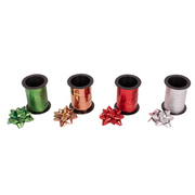4-pack assorted 5cm gift bows with matching 5mm x 10m curling ribbon rolls