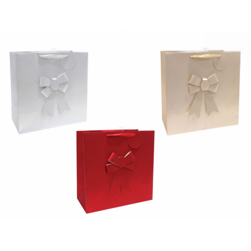 Ronis Giftbag Glitter with Bow Wide 3 Asstd