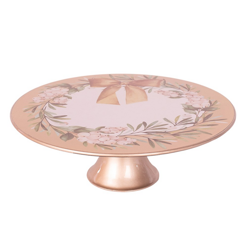 Gilded Christmas melamine cake stand with gold detailing, 29x10cm